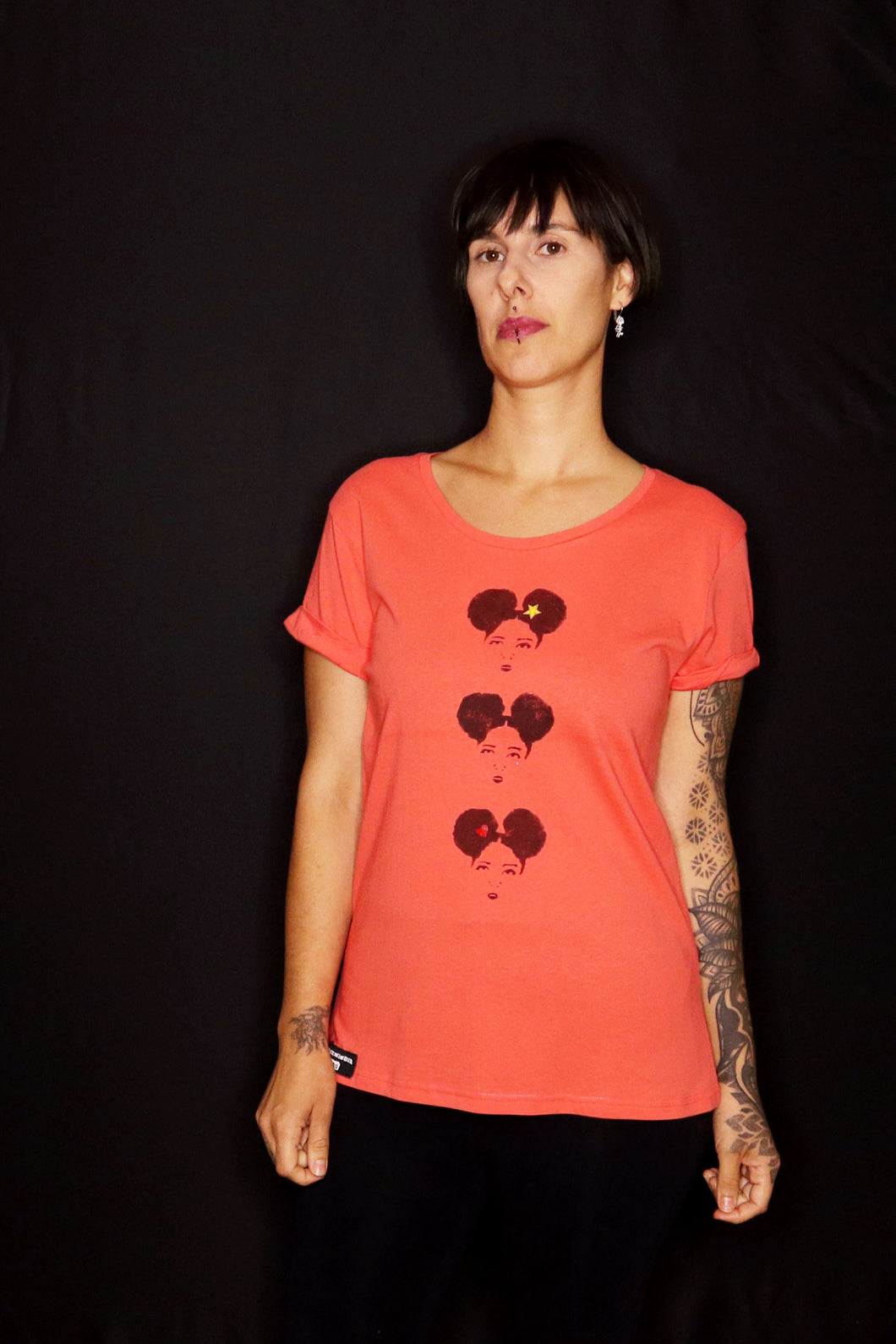 T-shirt Donnə  Corallo/Coral    Afro Asian Girl