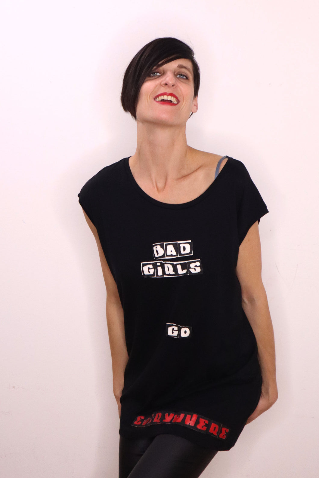 Long T-shirt Tencel L Bad Girls go everywhere, ...sorry