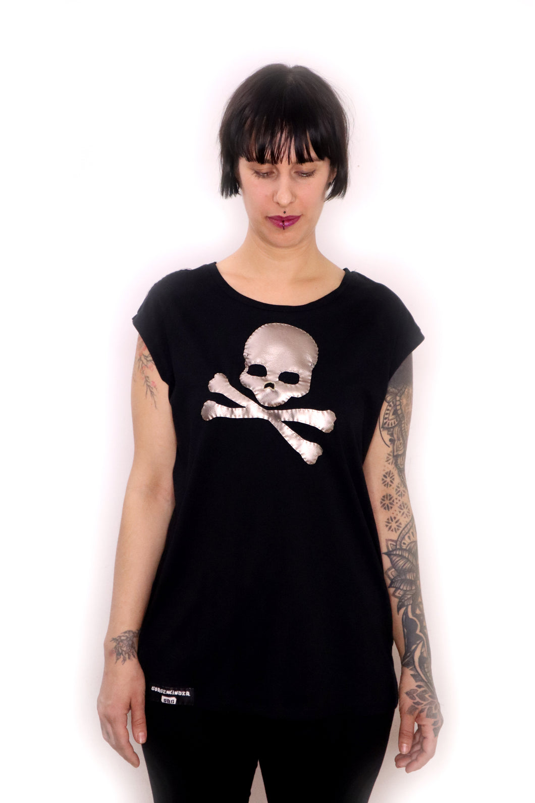 Long  Tshirt Tencel  M  Pirat skull bronze